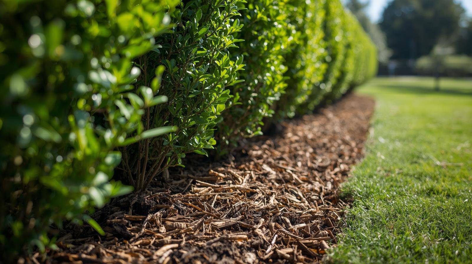 Plantation de haies à Libourne avec paillage et jeunes végétaux – réalisation Virgile Espaces Verts